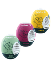 Satisfyer 3-Piece Egg Masturbator Set - Riffle, Bubble and Fierce